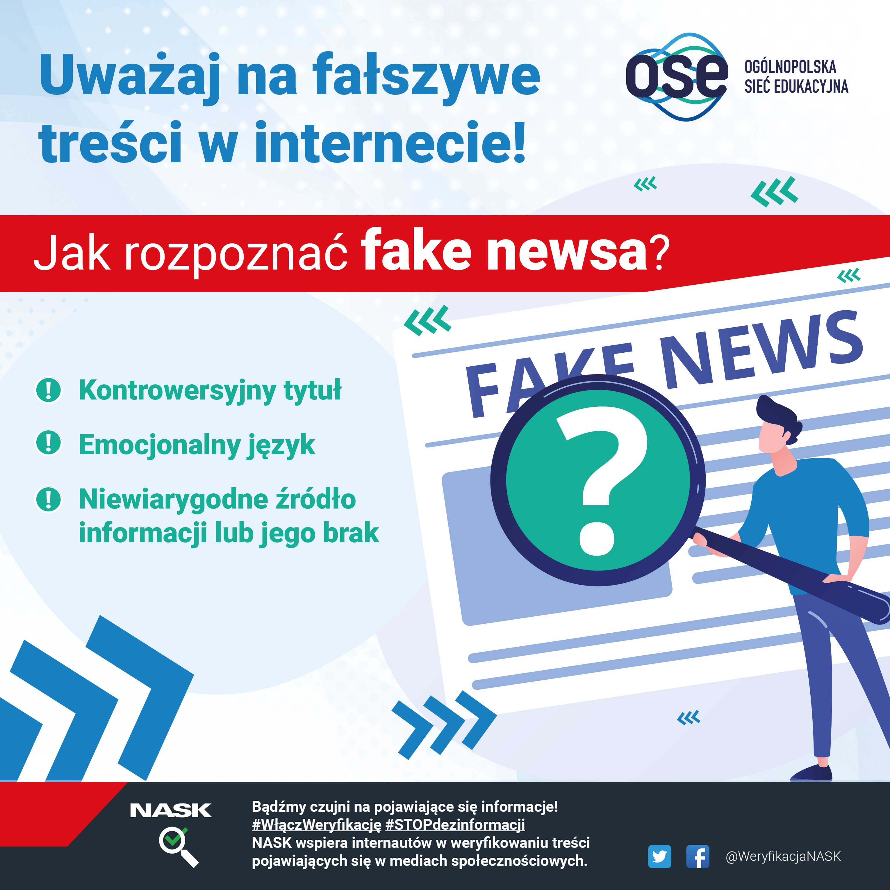 Jak nie wpaść w pułapkę fake newsów - materiał informacyjny OSE